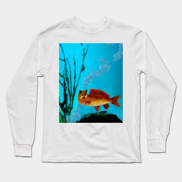 Gold Fish Kitty Long Sleeve T-Shirt by Loveday101